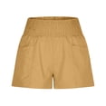 thumbnail image 5 of YueHuiYing Linen Shorts for Women Summer Beach Casual Shorts Comfy Lightweight Vacation Cruise Outfits Lounge Pants with Pockets Yellow M, 5 of 9