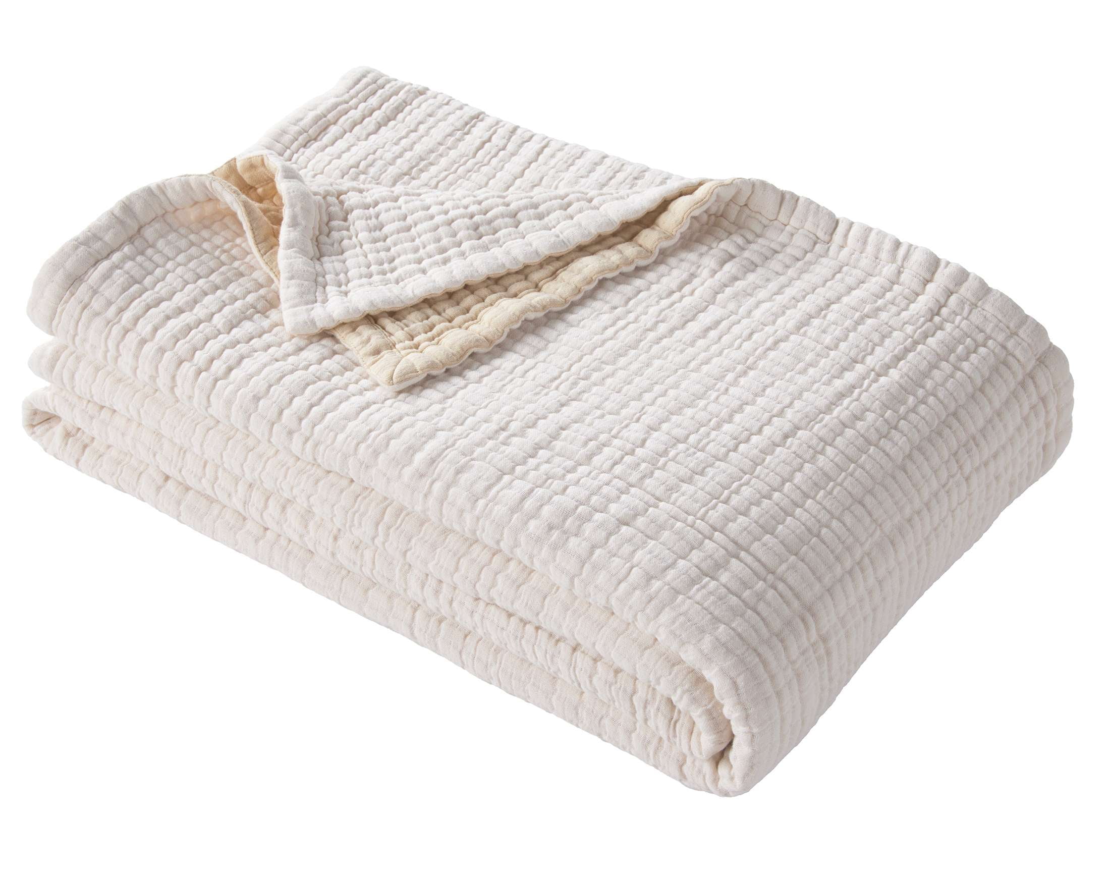 Better Homes & Gardens Luxury Gauze Reversable Cotton Bed Blanket, Arctic White, Full/Queen
