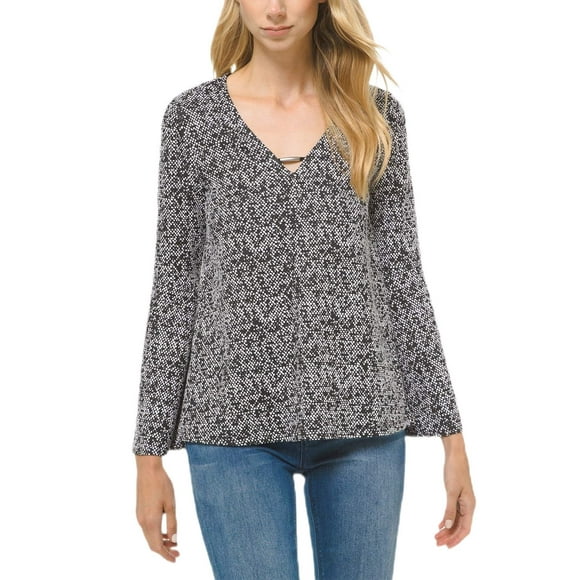 Michael Michael Kors Women's Marled Embellished Sweater (S, Black/White)