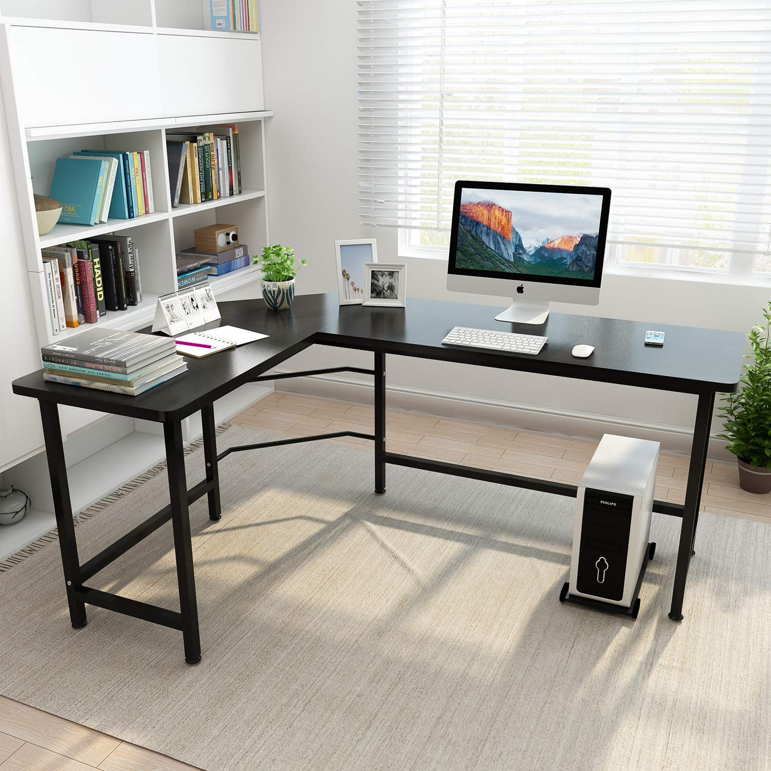 L-Shape Corner Computer Desk Table Study PC Laptop Workstation Wood Home Office 