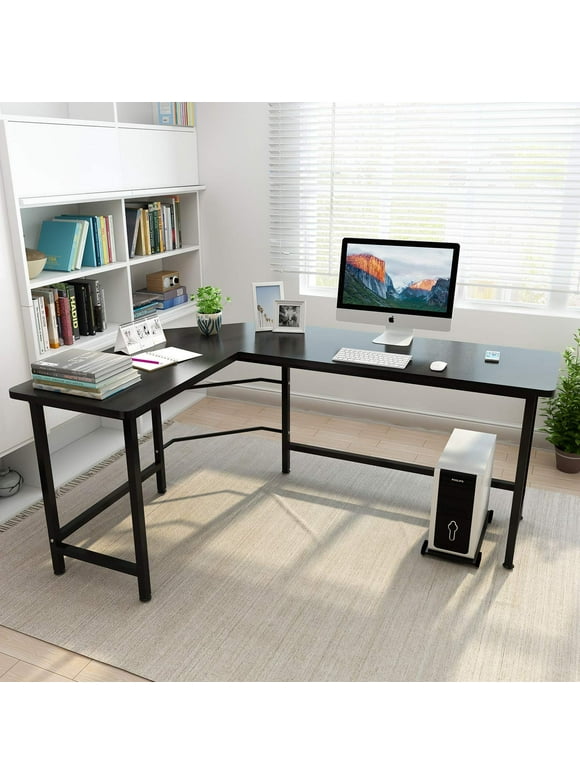 Ktaxon L-Shaped Computer Desk Corner PC Latop Table Study Office Workstation Black