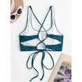 thumbnail image 3 of ZAFUL for Women's Swimwear Top Criss Cross Padded U Neck Bikini Top Deep Green S, 3 of 6