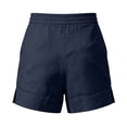thumbnail image 5 of Casual Shorts for Women Only Moment Workout Shorts Women Cotton and Linen Casual Loose Elastic Waist Drawstring Beach Cover Up Shorts Navy,XL, 5 of 5