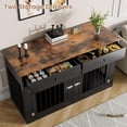 thumbnail image 7 of 60" Dog Crate Furniture with 2 Drawers – Double Dog Kennel with Divider & Rustic Wood Top – 60.2" x 23.6" x 35.7" – Living Room End Table – Multiple Colors, 7 of 7