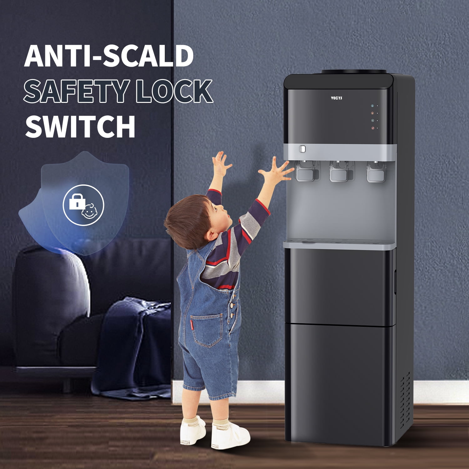 VECYS Hot Water Dispenser with Ice Maker, 27LBS Daily Ice & Child Lock
