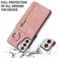 thumbnail image 5 of Feishell for Samsung S21, Case Wallet with Card Holder Functional Two Way Kickstand Durable Zipper Pocket RFID Blocking Leather Slim Protective Leather for Samsung Galaxy S21, Pink, 5 of 10