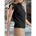 thumbnail image 5 of Womens Sleeveless Sweater Vest Mock Neck Cable Knit Fringe Cap Sleeve Boho Trendy Pullover Tank Tops Black XL, 5 of 9