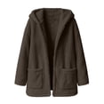 thumbnail image 5 of Liuinsasek Womens Loose Fuzzy Outerwear Solid Color Fashionable Hooded Warm Long-Sleeved Fleece Fluffy Jacket with Pockets for Winter, 5 of 9