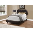 thumbnail image 2 of Transitional Twin Upholstered Faux Leather Bed Frame with Diamond Tufted Headboard & Wood Legs - Brown, Sturdy Support up to 400 lbs, Perfect for Bedroom & Guest Room, 2 of 5