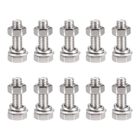 

Uxcell M6 x 25mm 304 Stainless Steel Hex Head Screws Bolts Nuts Flat & Lock Washers Kits 10 Sets