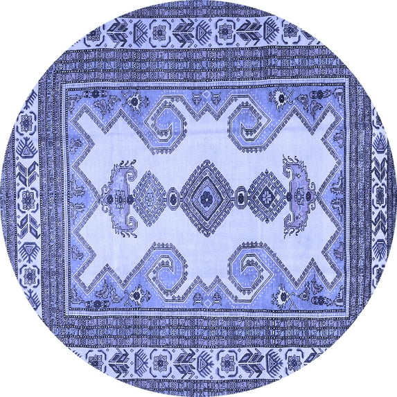 Ahgly Company Indoor Round Persian Blue Traditional Area Rugs, 5' Round