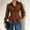 Brown, variant on IUYRTFE Women's Button Down Peplum Shirt Long Sleeve Collared Slim Fit Elegant Workwear Blouse