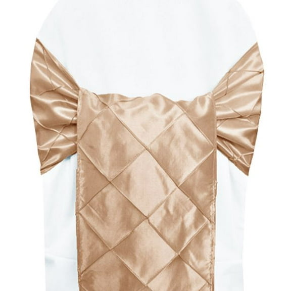 Wedding Linens Inc. (5pcs) 9.5"x108" Pintuck Chair Sashes Bows Ties Linens for Wedding Party Ceremony Event Home Dining Reception - Champagne