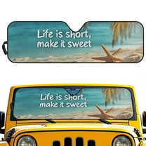 Uorisanigo Windshield Sun Shade for 2018-2024 2025 Jeep Wrangler JL / 2020-2024 Jeep Gladiator JT Accessories Foldable Beach Starfish Print Front Window Windshield Sunshade Sun Blocker Cover