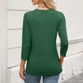 thumbnail image 3 of ABATAB 3/4 Length Sleeve Tops for Women Comfy Business Work Casual Tunic Shirts Solid Color Crew Neck Summer Fall Pullover(Large,Army Green), 3 of 6