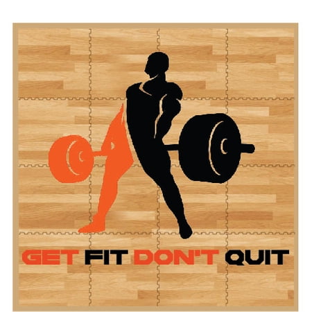 Get Fit Gym Floor 8 X 8 Printed  Faux Hardwood Exercise Mat