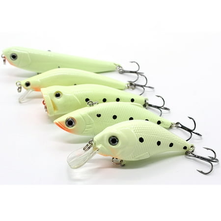 SPRING PARK Luminous Night Fishing Lure ABS Hard Bait Artificial SwimBait With Treble Hook