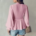 thumbnail image 5 of JUSLIO Fall/Winter Womens Shirts Casual Solid Blouses Fashion Long sleeve V Neck Blouses Pink L, 5 of 9