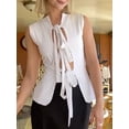 thumbnail image 3 of Suagox Women's Tie Cutout Front Tank Tops Solid Color Sleeveless Slim Fit Vest Streetwear, 3 of 10