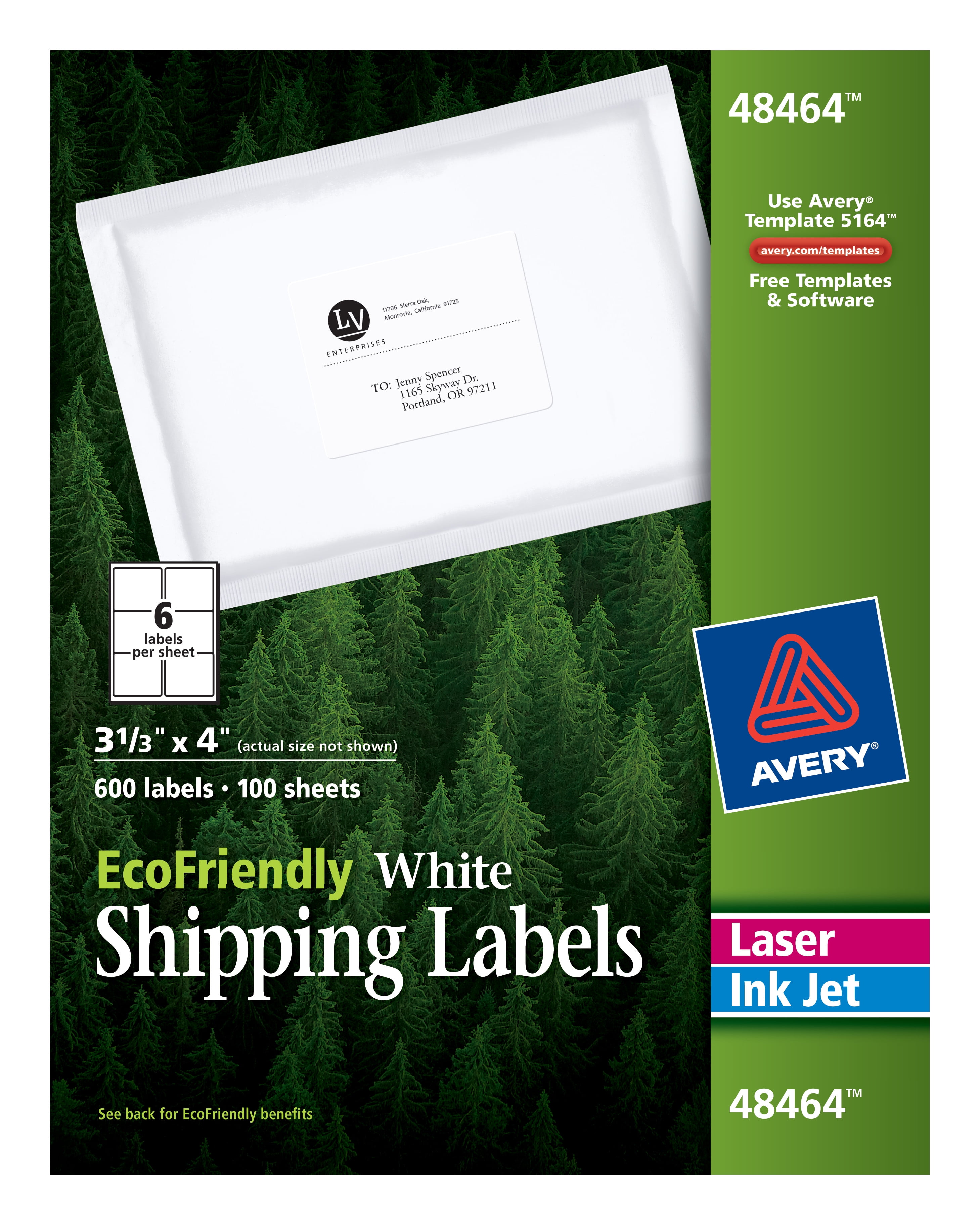 Avery EcoFriendly Shipping Labels, Permanent Adhesive, 3-1/3