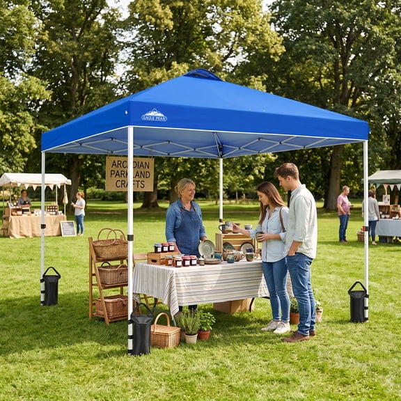 EAGLE PEAK 10' x 10' Straight Leg Pop-up Canopy w/ Easy Peak One Person Setup (100 sqft of Shade)
