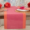 thumbnail image 2 of Fennco Styles Color Block Design Linen Blend Table Runner 16" W x 72" L - Fuchsia Band Border Table Cover for Home, Dining Table Décor, Holidays, Banquets, and Special Occasions, 2 of 2