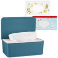 thumbnail image 1 of Dispensador de toallitas para pañales Whiidoom, soporte para toallitas, estuche para pañuelos, mantiene las toallitas frescas, contenedor con tapa (azul), 1 of 5
