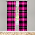 thumbnail image 2 of Ambesonne Buffalo Check Curtains, Abstract Square Line, Pair of 28"x63", Hot Pink Charcoal Grey, 2 of 4