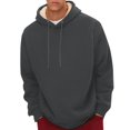 thumbnail image 3 of Blekii Men's Fleece Lined Pullover Hoodie, Thick Warm Sweatshirt for Winter, Solid Color Casual Streetwear, Oversized Fit for Maximum Comfort, Cozy Interior for Freezing, 3 of 9