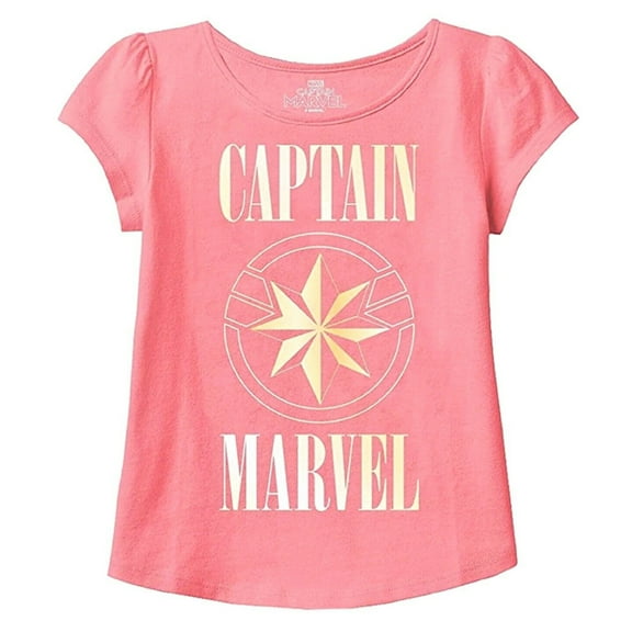 Marvel Captain Marvel Toddler Girl's Gold Star T-Shirt (3T)