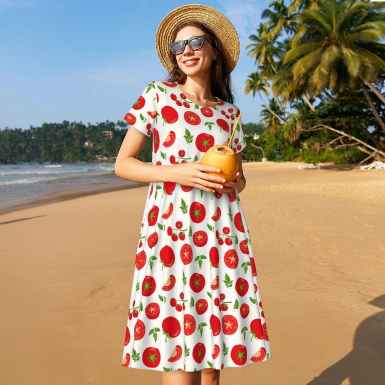 red beach wedding guest dress Escape With Me Tropical Floral Halter Mini Dress
