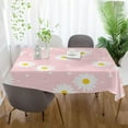 thumbnail image 6 of Coolnut Unbreakable Square Tablecloths with Dust and Wrinkle Resistance-54x72In, Pink Daisy Wedding Kitchen Picnic Buffet Holiday Party House Decor, 6 of 7