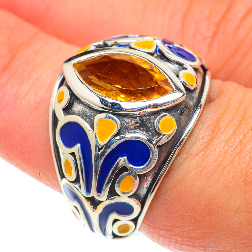 Faceted Yellow Citrine Gemstone 925 sterling Silver Handmade Ring Size US 7