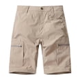 thumbnail image 3 of lcziwo Beach Shorts for Men Big and Tall Summer Casual Cargo Shorts with Multiple Pockets Solid Color Hiking Fishing Chino Shorts Khaki XXXXXL, 3 of 9