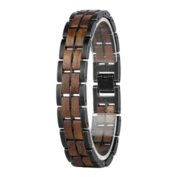 Wollet Mens Wooden Bracelet Stylish Wood & Stainless Steel Wooden Jewelry Gift for Men