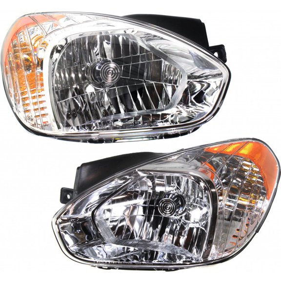 KarParts360 For 2006-2011 Hyundai Accent Headlight Assembly Pair Driver and Passenger Side w/Bulbs For HY2502144 HY2503144