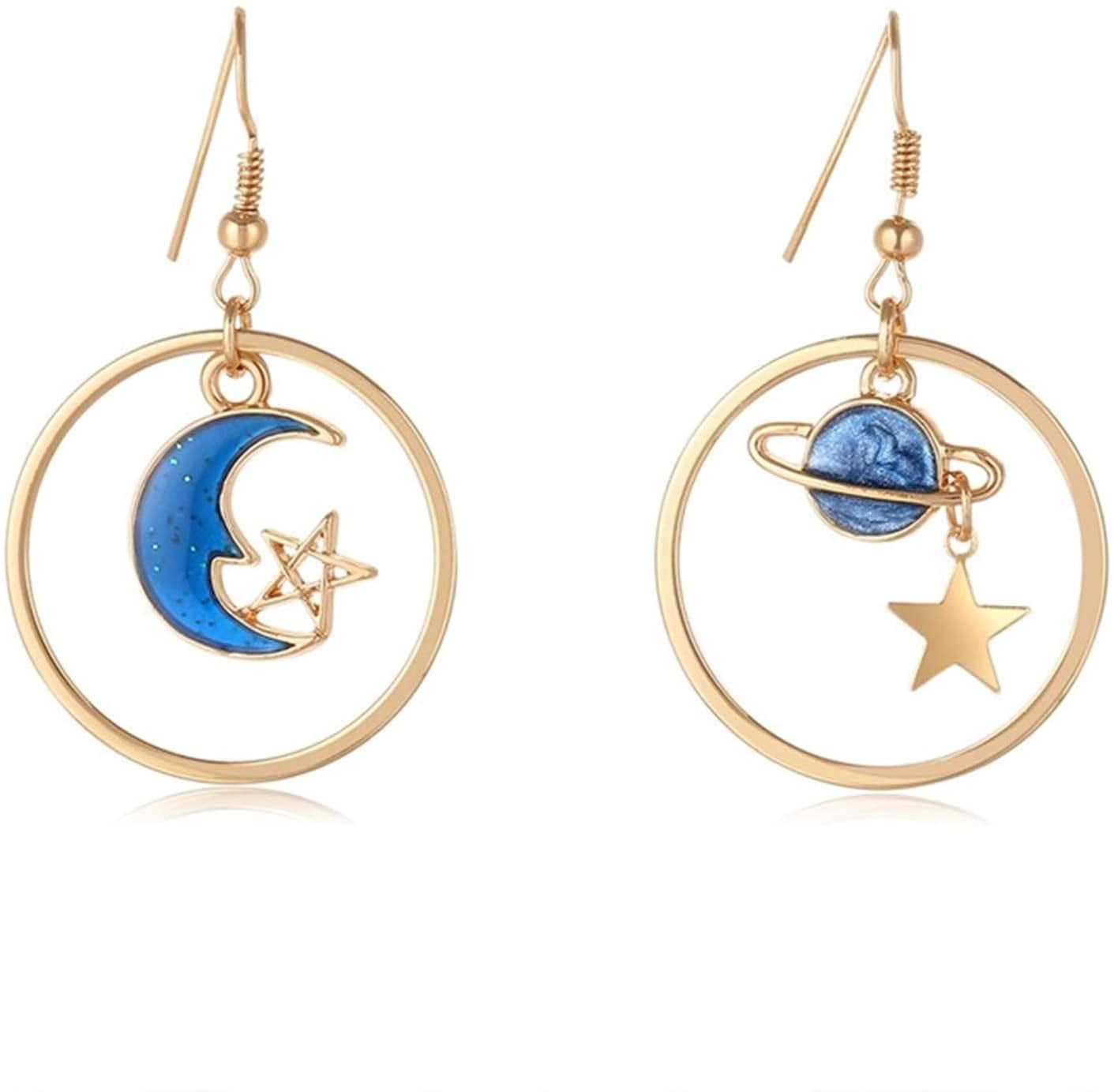 Fashion Women Hook Earrings Planet Star Moon Drop Dangle Girl Party Jewelry 