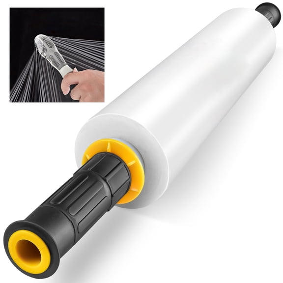 Stretch Film 15 Inch 500ft Industrial Shrink Wrap Roll, Pallet Wrap Moving Supplies with Handles