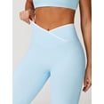 thumbnail image 5 of IDOPIP Women 2 Piece Workout Sets Color Block Strappy Sports Bra High Waist Leggings Gym Yoga Pilates Sports Outfits L Ice Blue, 5 of 8
