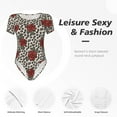 thumbnail image 6 of Naloa Leopard Print Rose Women's Short-Sleeved Onesie, One-Piece Swimsuit for Parties, dates, clubs - Medium, 6 of 9