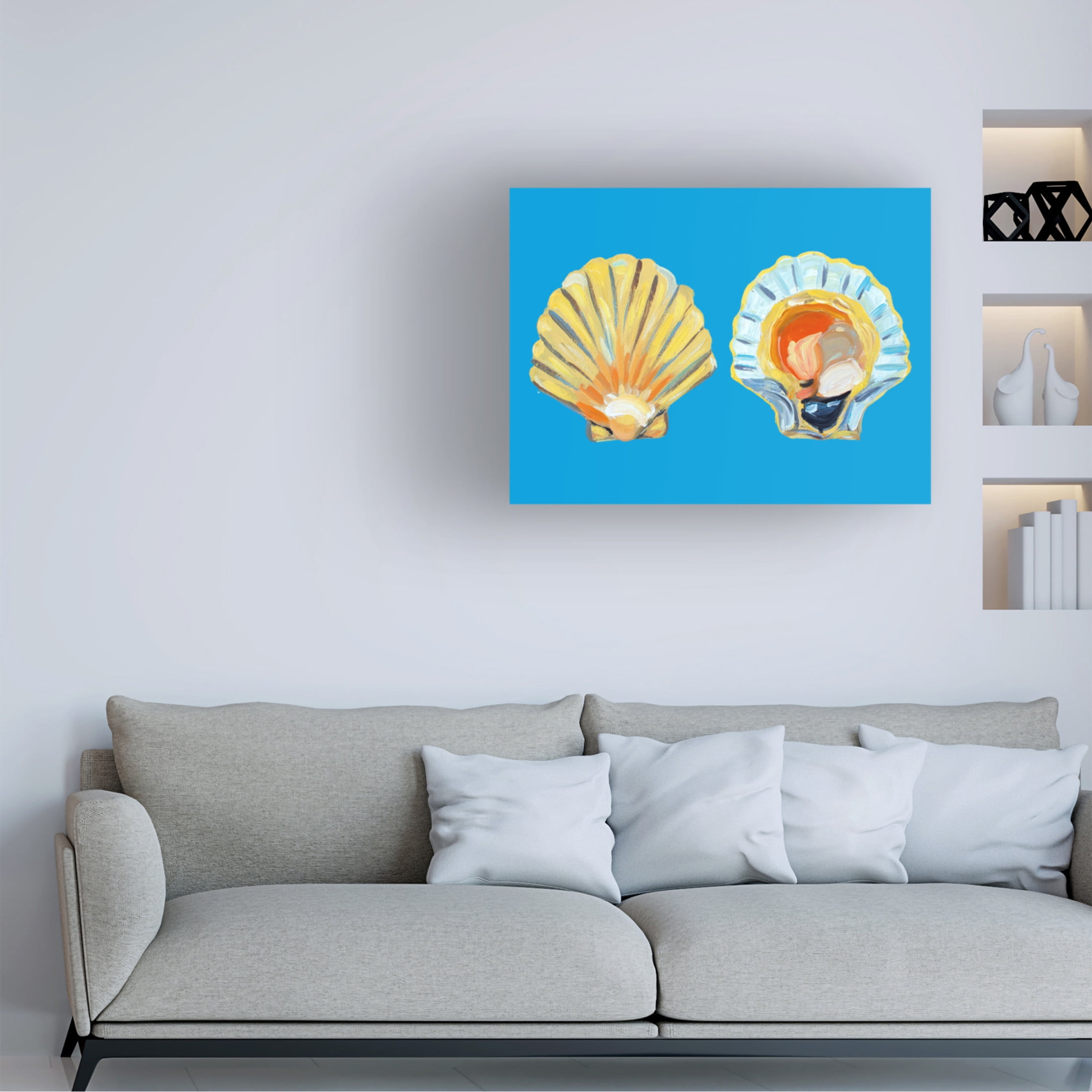 Trademark Fine Art Alice Straker Scallops On Blue Canvas Wall Art