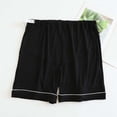 thumbnail image 2 of Rggeeun Women Shorts Solid Color Elastic Waist Knit Soft Lightweight Loose Fit Pleated With Adjustable Tie For Summer Splash Fun Cute Hot Pants,Black,L, 2 of 4