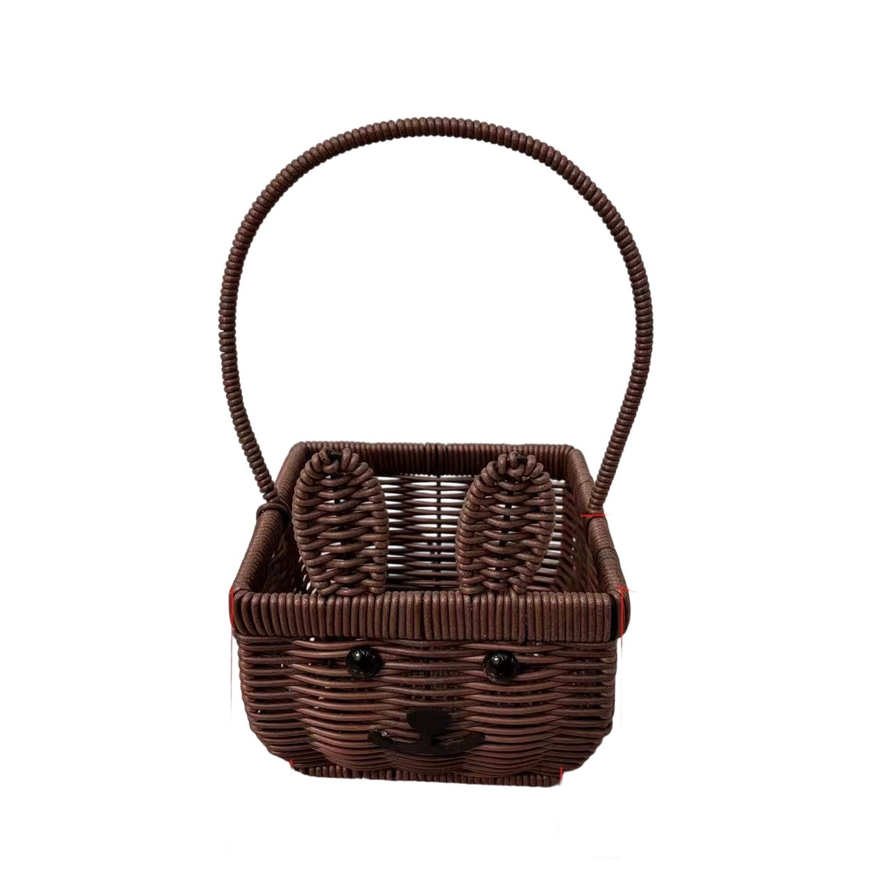 Kbndieu Easter Basket with Handles, Imitation Rattan Bunny Easter Baskets with Cute Rabbit Ears, Easter Egg Hunt Bucket for Picnic Wedding Easter Decorations Gifts
