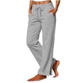 thumbnail image 4 of Mineart Women Casual Solid Sweatpants with Drawstring Elastic Waist Multiple Pockets and Side Slit at Cuffs Pants for Daily Stroll, 4 of 7