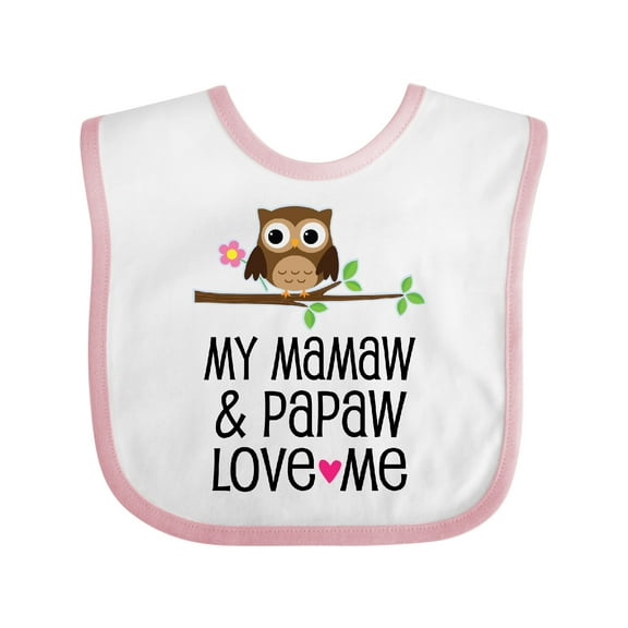 Inktastic Mamaw and Papaw Girl Granddaughter Owl Girls Baby Bib