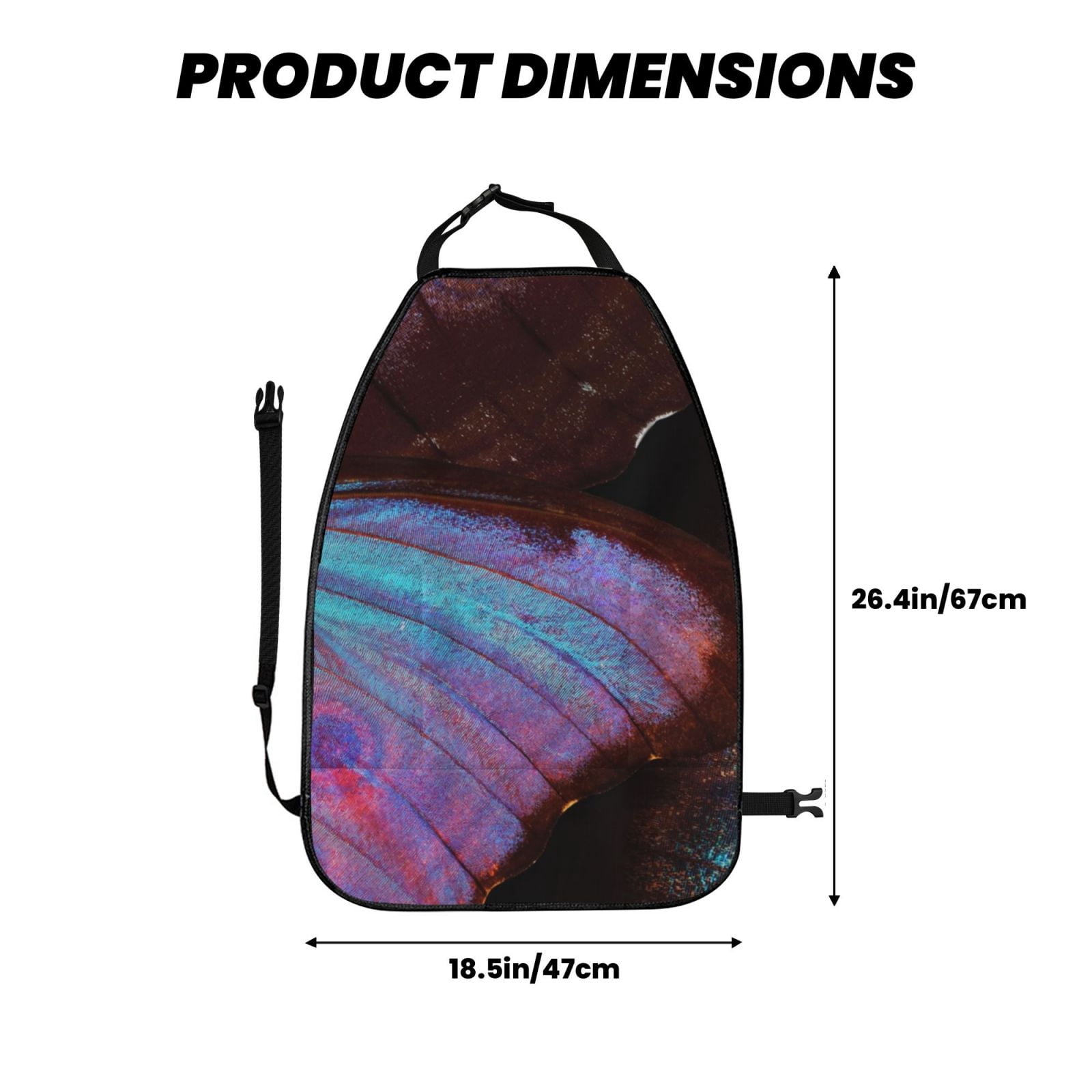 Kdxio Wings Of A Butterfly Print 2 Pack Car Kick Mat Seat Cover Back Protector Mat with Pockets for Organizer Backseat Protector and Storage Anti Kick Pad for Vehicles