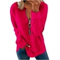 thumbnail image 1 of Yuyuzo Tunic Tops for Women Long Sleeve Pullover Round Neck Half Zipper Solid Color Fall Top Blouses, 1 of 3