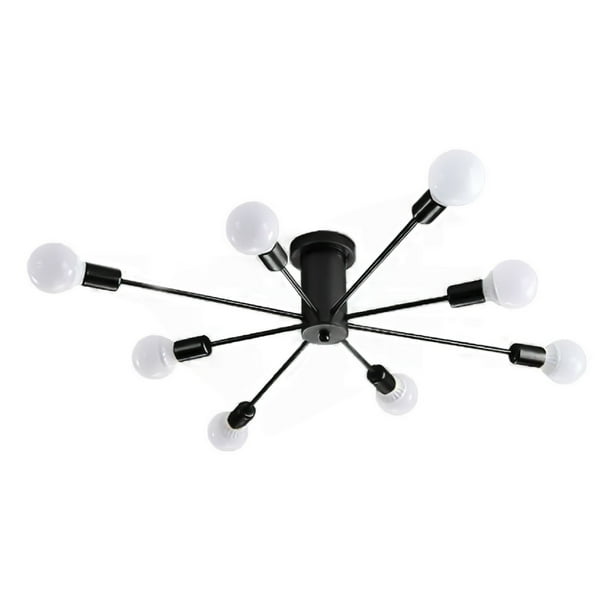 Lampara de techo estilo industrial hierro forjado minimalista ilios innova negro con blanco 8 luces