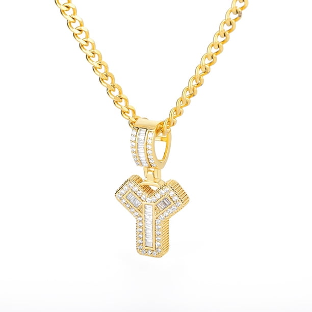 Collar con letras iniciales de Bling Savage para mujer, colgante de acero inoxidable 26 AZ, collar de cadena de hielo brillante, joyería de Hip Hop para hombres Tan Jianjun unisex