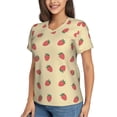 thumbnail image 2 of Honeii Strawberries Print Women's Classic V-Neck T-Shirt,Womens Fashion Tops,Stylish Everyday Top for Women, Casual Summer Spring Outfits Clothes-3X-Large, 2 of 5